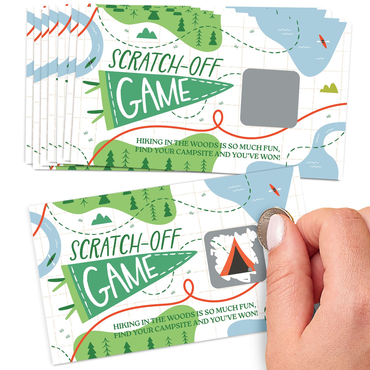 Big Dot of Happiness Camping Party Game Scratch Off Cards, Fun Party Activity for Happy Camper Kids Birthday Party - 22 Count